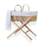 Clair de Lune Scandi Palm Moses Basket, Essential Special Buy Bundle, White, 75 x 28 cm