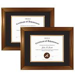 Golden State Art, 11x14 Frame for 8x10 Diploma/Certificate, Dark Gold Color. Includes Black Over Gold Double Mat and Real Glass (2 Packs)