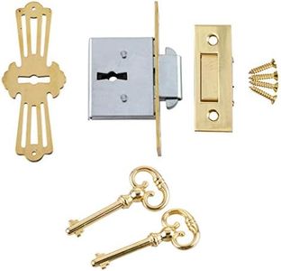 LRT-4 Brass Square ROLL TOP Desk Lock Full Mortise & Skeleton Key + Free Bonus (Skeleton Key Badge)