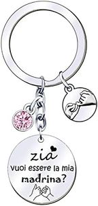 MNBVBV Regali Natale Zia Portachiavi Zia Regalo Zia Compleanno Portachiavi Donna Gioielli da Zia vuoi essere la mia madrina Regalo Zia Anniversaire