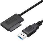 EasyULT USB 3.0 to 7+6 13Pin Slimline SATA Cable Adapter, 90 Degree Angled Hard Disk Driver SSD Adapter Cable, for Laptop CD DVD Rom Optical Drive, 20CM optical DVD drive