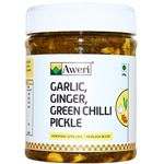 Aweri Garlic, Ginger, Green Chili Pickle (400g): Bold Flavours | 100% Natural Homemade Taste | Made with Cold Pressed Mustard Oil | Hygienic Preparation & Packing | Adrak, Lehsun, Mirch Ka Achar