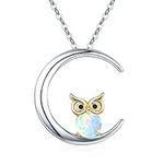 Owl Necklace Sterling Silver Opal O