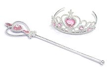 Kuzhi Frozen Elsa Crown Tiara and Wand Set ¨C Silver Heart Jewel