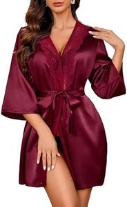 Avidlove Women Short Satin Kimono Robe Lingerie Nightgown Sleepwear Silk Bathrobe Pure Color