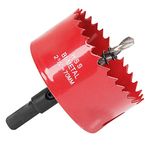 70mm HSS Bi-Metal Hole Saw, Red Finish Corn Hole Cutter in 30mm Cutting Depth for Wood Boards, Soft Metal Sheet, Drywall and Plastic