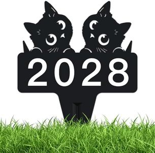 MEIHONG Address Plaques for House, Cat Metal Address Plaque for Outside, Street Name Street Sign, House Numbers for Outside with Stake, Reflective Numbers, Lawn Mounted