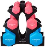 Amazon Brand - Symactive Neoprene Coated Dumbbell Combo Multi Colour with Stand 7 Kg, Set of 2 (0.5 Kg, 1 Kg, 2 Kg)