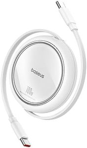 Baseus USB C Cable, Mini 100W Retractable USB C to USB C PD 5A Fast Charging Cable, 4-Stage Length Preset USB Type C Charger Cable for iPhone 15/Pro/Plus/Pro Max, MacBook, iPad Pro, Samsung S23/S22+
