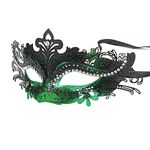 Hoshin Masquerade Mask, Mardi Gras Deecorations Venetian Masks for Womens (Green & Black)