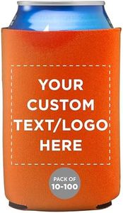 Custom Neoprene Collapsible Can Coolers 12 oz. Set of 100, Personalized Bulk Pack - Great for Weddings, Parties, Anniversary, Indoor & Outdoor Events - Neon Orange