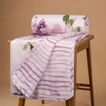 HUESLAND 100% Cotton Reversible Dohar Single Bed Cotton | Soft Cambric Weave, All Weather Light AC Blanket | 56 x 89 inches, Floral Fusion - Purple & Green