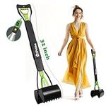 iPetba Super Extra Large No bending Dog Pooper Scoopers 32'' Foldable Long Handle Portable Pet Poop Scooper Picker High Strength Material Durable Spring Waste Pick Up Shovel Great for Lawns Dirt Grass