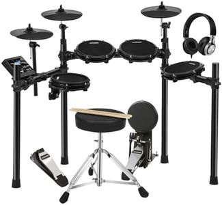 AODSK Electric Drum set for Adults Beginner with 225 Sounds and 15 Drum Kits,USB MIDI,Silent Mesh Drum Set with Heavy Duty Pedals,Contains Drum Throne,Drumsticks,Headphones,UAED-500