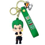 Funfob One Piece Zoro Keychain With Hook & Strap For Anime Fans Multicolour Key Chains (Zoro key) | Rubber