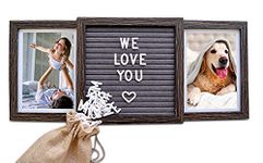 Oak Letters Customizable Picture Frame (Rustic Brown) with Genuine Felt Letter Board: Personalized Two Picture Frame for Family, Mom, Dad, Friends, Dogs, Pet, Grandkids