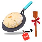 GEMMA Cast Iron Chapati Tawa with Silicone Grip|26cm|Pre-Seasoned Roti Tawa|Gas Stove Compatible|100% Pure Cast Iron|Non Toxic|Stick Free - Weight-(2.1 kg)|(Green)|