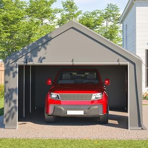 FOREOCELIV 13x26 FT Heavy Duty Carport Canopy with 2 Roll-Up Doors + 1 Side Door, Removable End Walls & Windows, All-Weather Portable Garage Shelter for Car, Truck, Boat, Vehicle (13 x 26 FT)