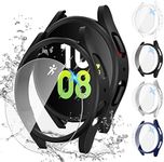 Tensea [4+4Pack] for Samsung Galaxy Watch 5 2022/4 2021 Screen Protector and Case 44mm, Anti-Fog Tempered Glass Protective Film/Hard PC Bumper, Face Cover Set