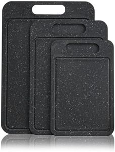 3-Piece Kitchen Chopping Boards with Non-Slip Feet and Juice Grooves, Cutting Board Set, Dishwasher Safe, BPA Free, Easy Grip Handle, Reversible Cutting Board, Black