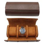 Watch Travel Case Portable Organizer - Luxury Watch Roll Travel Box Recycled Leather Watch Storage and Display for Men and Women (WCASE-3-VintageBROWN)