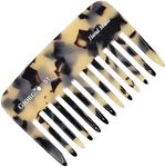 Giorgio G51TW Small Travel Purse Hair Detangling Comb, Wide Teeth Pocket Comb for Thick Curly Wavy Hair. Hair Detangler Comb For Wet and Dry Everyday Care. Handmade of Cellulose, Saw-Cut Hand Polished