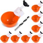 Psarnuk Chicken Waterer Cups (8 Pack/Orange) - DIY Automatic Large Chicken Water Feeder for Ducks,Chicks, Turkeys, Quail, Bunny, Bird and Other Various Poultry Dispenser with Matching Drill