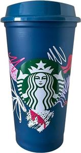 STARBUCKS Mug de voyage réutilisable en plastique écologique - Grande taille - 473 ml - Bleu sarcelle
