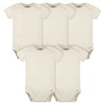 Gerber Baby 5 Pack Onesies Multi-Packs Bundle Interlock 180 GSM, Natural, 3-6 Months