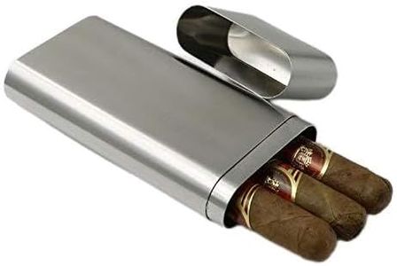 CNFLASK Stainless Steel 3-Finger Cigar Case Three-Fingers Cigar Tube Pocket 3 Cigar Holder (Brushed)