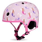 Micro Scooter | Bike/Scooter Printed Deluxe Kids Helmet | Kids Bike Accessories | LED Rear Light | Protective Chin Strap | Inner Padding | Adjustable Strap & Sizing Wheel | Small (48-54cm) | Mermaid