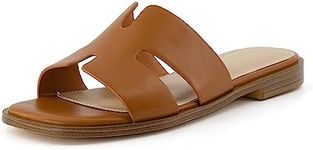 CUSHIONAIRE Women's Voyage slide sandal +Memory Foam, Wide Widths Available, Whiskey 9