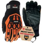 Cestus Handmax Pro, Heavy Duty Work Gloves, Level A6 Cut Resistant, Synthetic Leather Palm, Impact Gloves (Large)