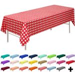 Red Gingham Checkered Plastic Tablecloth 3 Pack Disposable Table Covers 54 x 108 Inch Party Tablecovers Vinyl Buffalo Plaid Table Cloth for Rectangle Tables Upto 8 ft and Picnic BBQ Family Outings