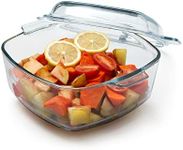 NUTRIUPS 2.5L 20cm Glass Casserole with Glass Lid Square Casserole Dish for Oven Glass Microwavable Bowl With Lid