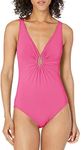 Coco Reef Women's One Piece Swimsuit with Center Fashion Hardware, Classic Solids Cerese, 18C