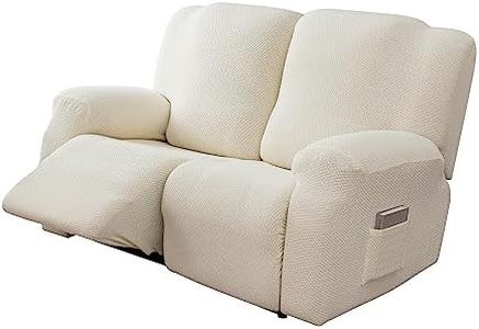 Genina Recliner Loveseat Cover Stretch Couch Covers Sofa slipcover for 2 Seat Reclining Couch Thick Jacquard Furniture Protector (Beige)