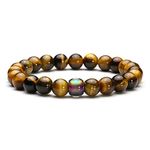 JOVIVI Men Natural Tiger Eye Stone Color Changing Thermo Sensitive Mood Bead Prayer Mala Beads Crystal Healing Chakra Bracelet Women