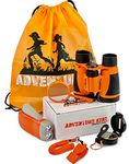 Adventure Kidz - Outdoor Exploration Kit, Children’s Toy Binoculars, Torch, Compass, Whistle, Magnifying Glass, Backpack. Great Kids Gift Set for Camping, Hiking, Educational and Pretend Play.