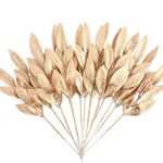 24pcs Gold Artificial Christmas Glitter Leaves,Artificial Shrubs Leaves for Christmas Tree Wreath Garland DIY Indoor Outdoor Home Garden Party Hotel Wedding Decoration (Gold-1)