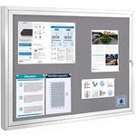 Swansea Outdoor Lockable Notice Board Waterproof Gray Felt Display Cases Wall Mounted Noticeboard with Swing Door,95x71cm(8xA4)-A1