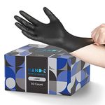 Black Nitrile Disposable Gloves Small, 50 Count - BBQ, Tattoo, Hair Dye, Cooking, Mechanic Gloves - Powder and Latex Free Gloves