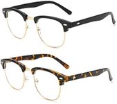 Pro Acme Blue Light Blocking Glasses Semi Rimless Frame Filter Blue Ray Computer Glasses（Matte Black丨Gold+ Tortoise 2Pack）