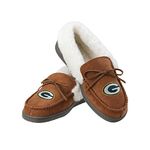 Green Bay Packers NFL Womens Tan Moccasin Slippers - M (7-8)