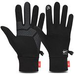 TOLEMI Thermal Gloves, Winter Gloves Skin-friendly Running Gloves Anti-slip Touch Screen Gloves for Men Women Sport Walking Riding Driving Cycling Hiking - Black, M