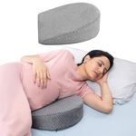Frido Maternity Wedge Pillow | Memory Foam Pregnancy & Postpartum Support for Side Sleeping | Multi-Use Belly, Back, Leg Support for Pressure Relief | Cooling Melange Fabric Cover (Grey)