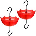 TERULF Ant Moat for Hummingbird Feeders, and Oriole Feeders, 5 OZ x 2 Pack Red Umbrella Ant Guard with Large Capacity, Hummingbird Feeder Accessory Hooks