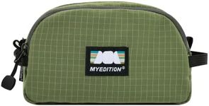 MYEDITION Makeup Bag Small Size, Lightweight Water-Resistant Nylon Cosmetic Bag Wide Opening Travel Toiletry Organizer (Sage Green)
