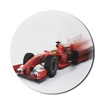 Ambesonne Cars Mouse Pad for Computers, Generic Formula Racing Car Illustration with Special Effect Turbo Motion Auto Print, Round Non-Slip Thick Rubber Modern Gaming Mousepad, 8" Round, Red Black