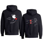 Funny Matching Couple Outfits King Queen Hoodie Fashion Trending Couple Sweater Hoodie for Him and Her 1 Piece(Black-Women,M)